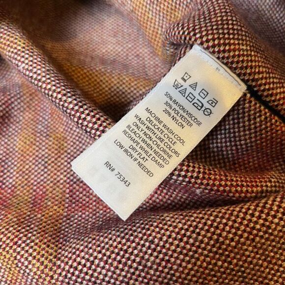 NWOT Nicole Miller Zip Front Poncho Cape Plaid Black Red Yellow Oversized S/M - Picture 8 of 14